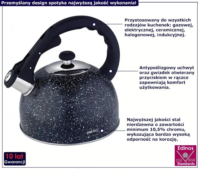 Czajnik z gwizdkiem i silikonową rączką 2,6L P5-H76