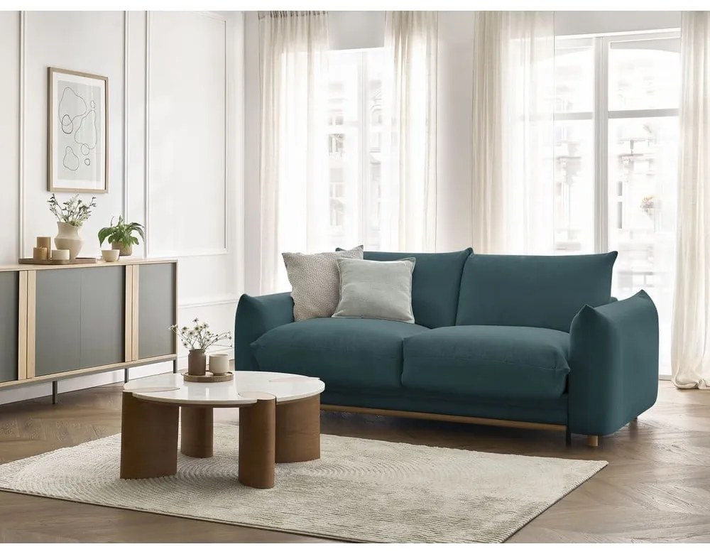 Niebieska rozkładana sofa 214 cm Ernest – Bobochic Paris