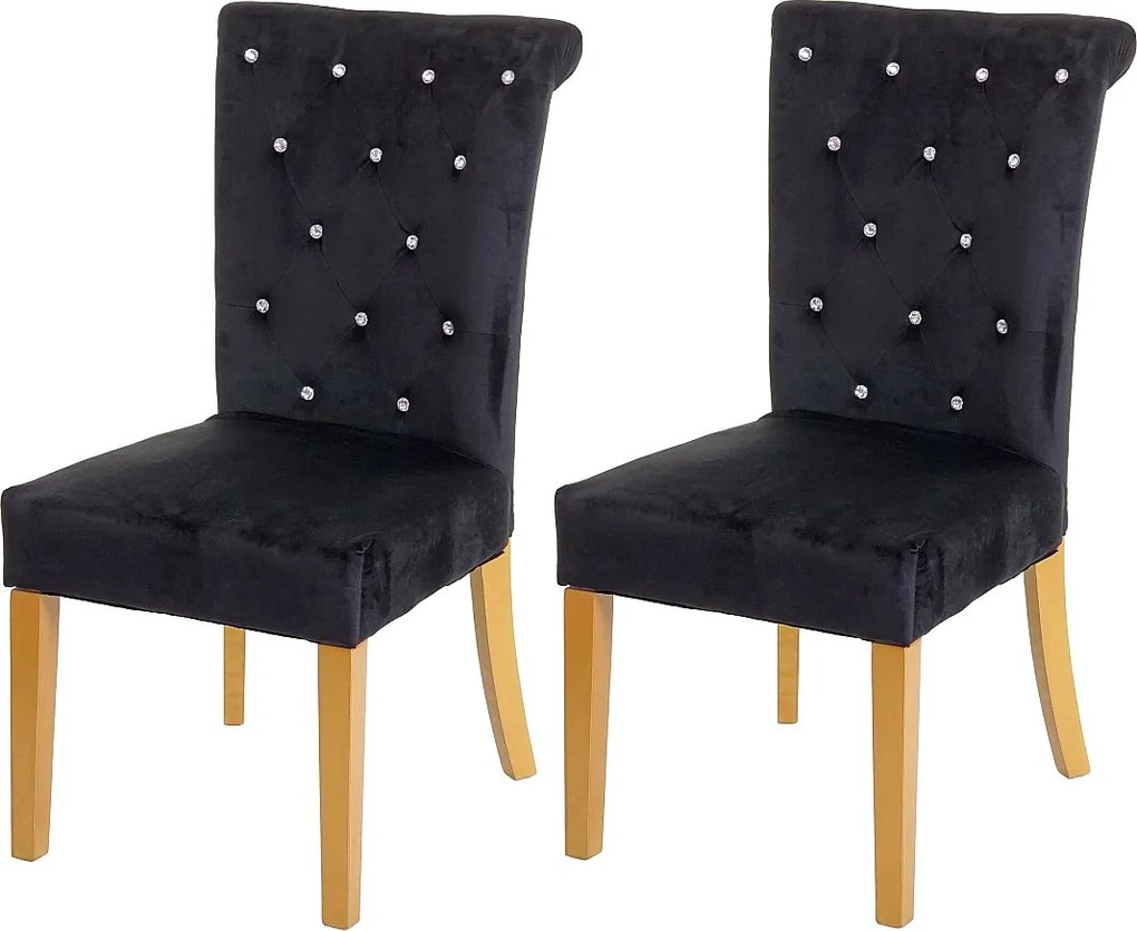 Krzesło do jadalni MCW-D22 (zestaw 2 sztuk),  czarny, nogi w kolorze złotym