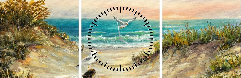 Obraz - Piaszczysta plaża (z zegarem) (90x30 cm)