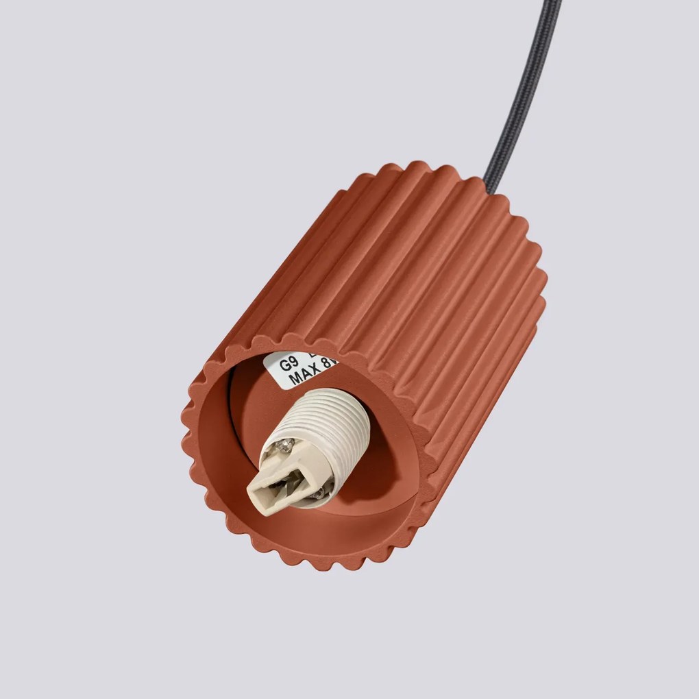 Lampa wisząca HALO 3P ochra czerwona ryflowana SOLLUX  LIGHTING