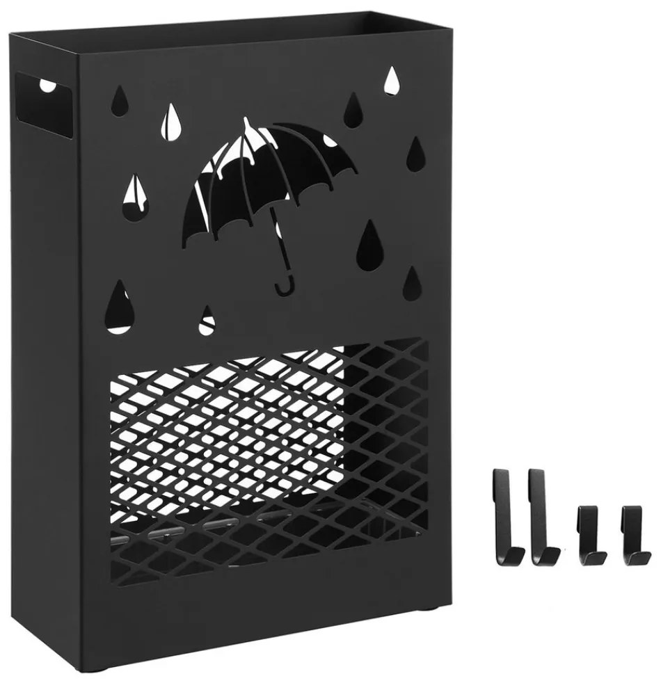 SongmicsHome Metalowy stojak na parasole RAIN, 28x12x41cm, czarny