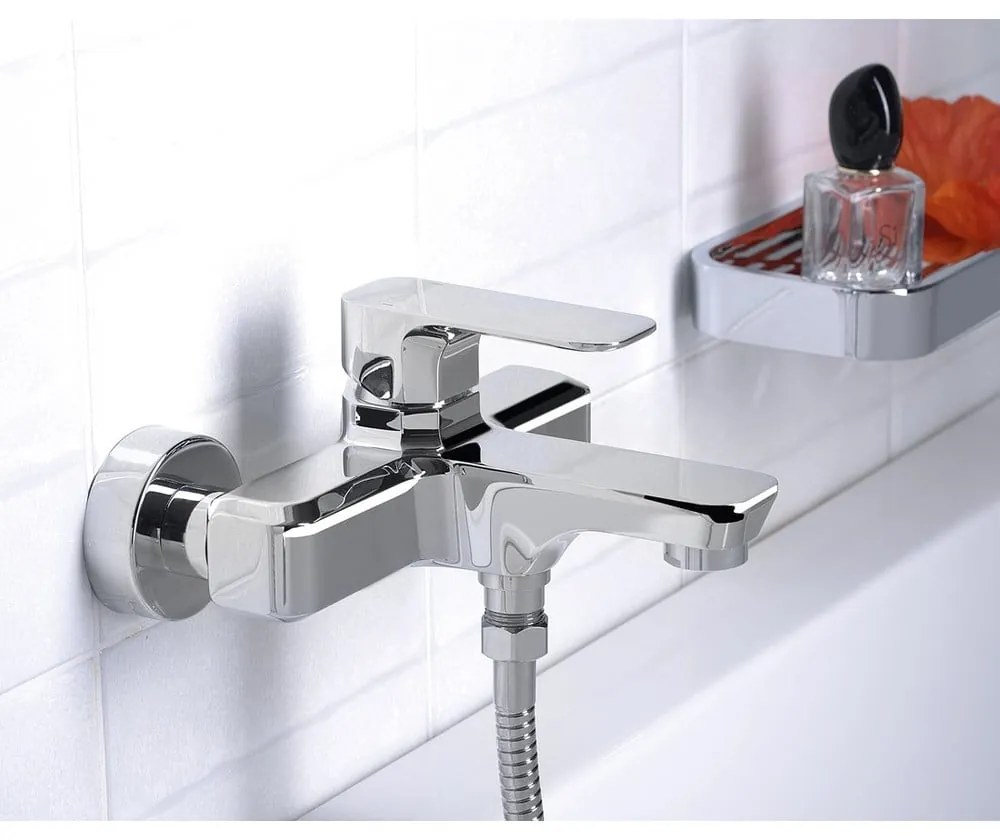 Bateria wannowa ścienna w kolorze matowej czerni (2 otwory) Spy – Sapho