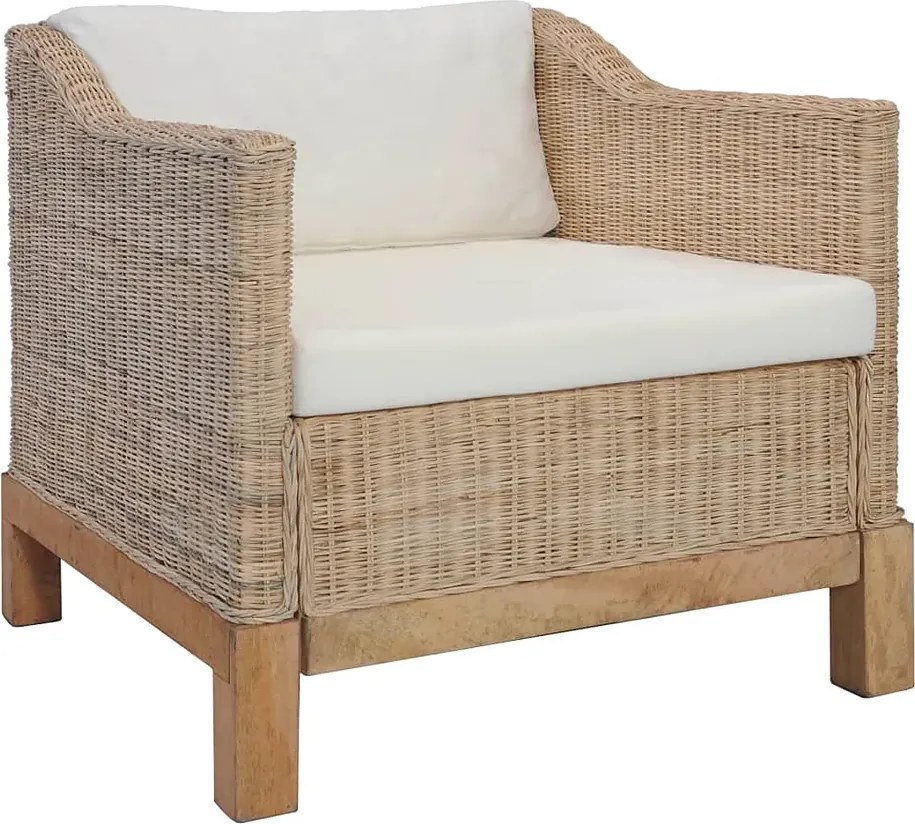 Rattanowy fotel z poduszkami na drewnianej ramie S8-A70