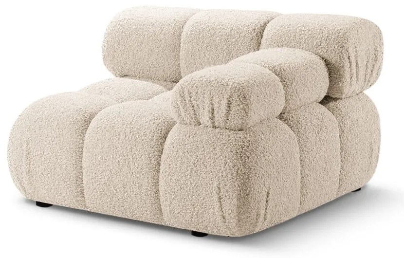 Beżowy moduł sofy z materiału bouclé (prawostronny) Bellis – Micadoni Home