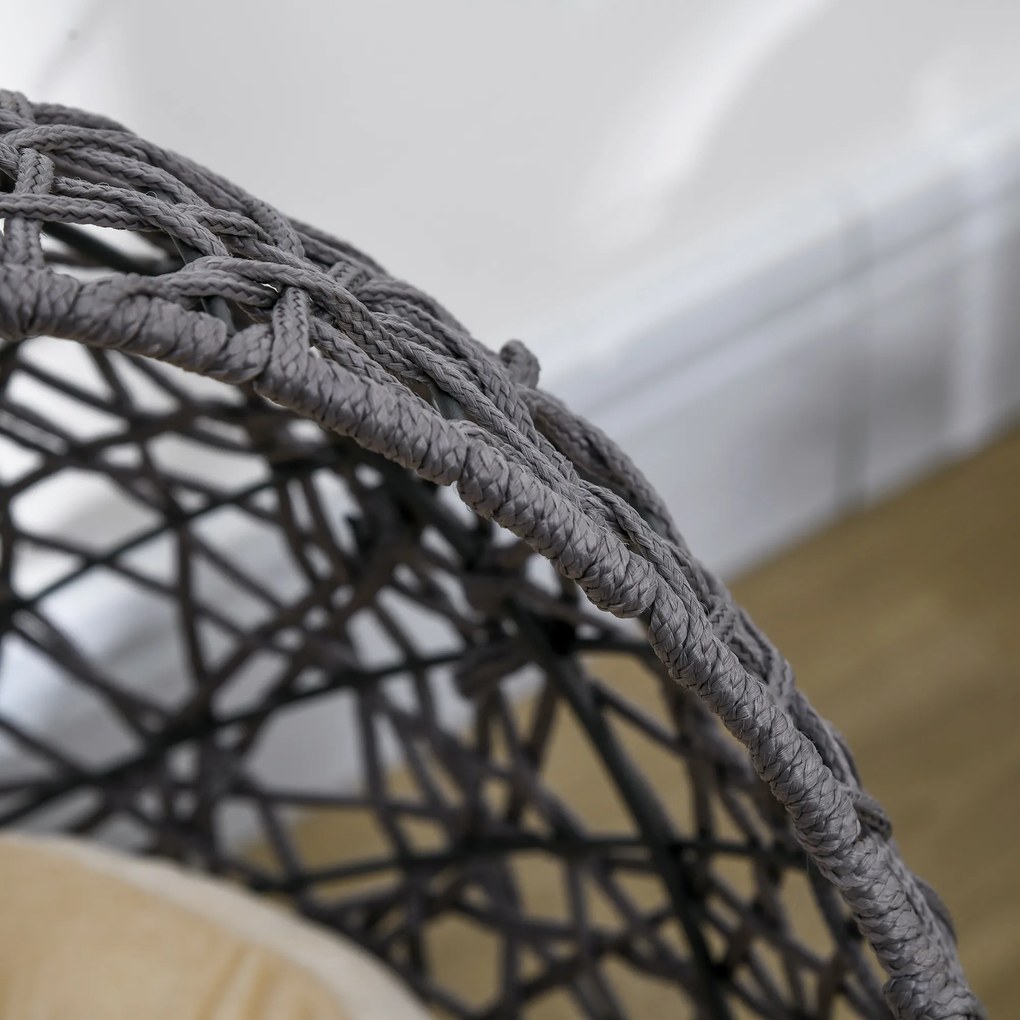 PawHut Domek dla kota z poduszką Fioletowy koszyk z poliestrowego sznura | Aosom PL