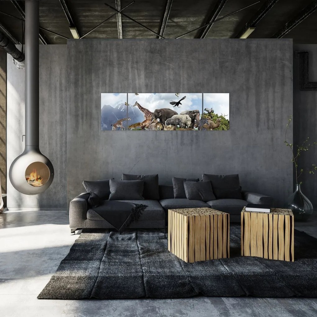 Obraz - Zwierzątka na wyspie (170x50 cm)