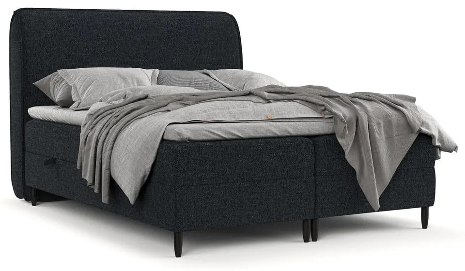 Czarne łóżko boxspring ze schowkiem 160x200 cm Melba – Maison de Rêve