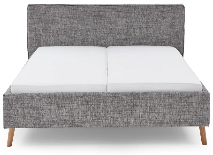 Szare tapicerowane łóżko dwuosobowe ze schowkiem i stelażem 180x200 cm Riva – Meise Möbel