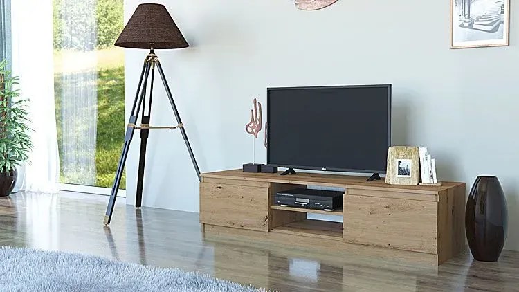 Szafka pod telewizor dąb artisan - Amida 3X 140 cm