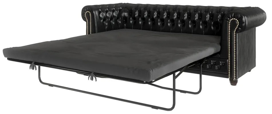 Czarna rozkładana sofa z imitacji skóry 203 cm York – Ropez