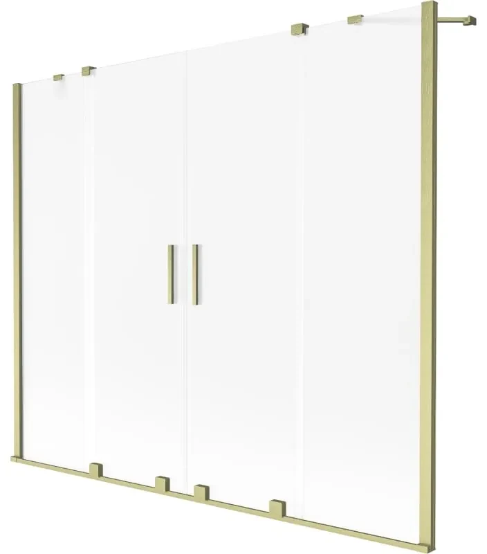 Mexen Velar Duo parawan nawannowy 2-skrzydłowy rozsuwany 190 x 150 cm, szron, złoty szczotkowany - 896-190-000-32-55