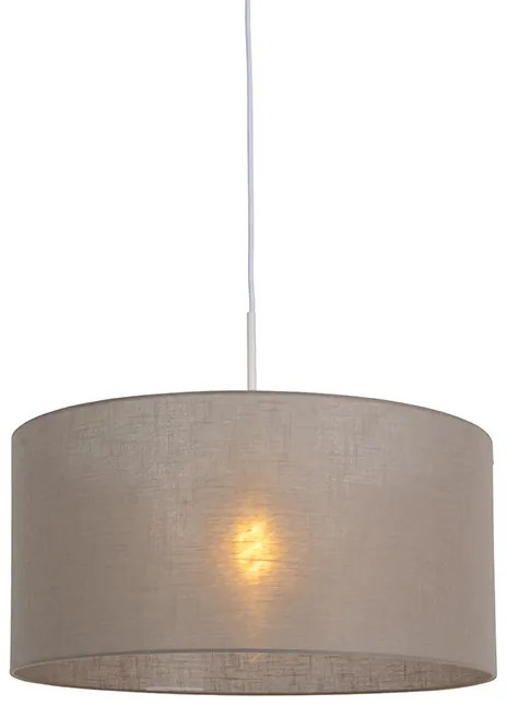 Lampa wisząca biała klosz szarobrązowy 50cm - Combi Nowoczesny Oswietlenie wewnetrzne