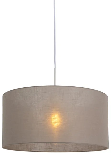 Rustykalna lampa wisząca biała z abażurem w kolorze taupe 50 cm - Combi 1 Nowoczesny Oswietlenie wewnetrzne