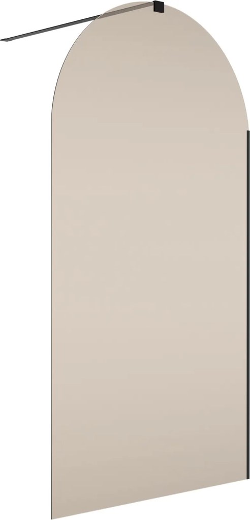 Ścianka prysznicowa WALK IN fix brązowa półokrągła 8mm MOLIS NATURE brown oval MASSI | Różne rozmiary : Kolor profili kabiny - złoty szczotkowany, Szerokość ścianki - 120 cm, Typ montażu - WALK in FIX (Do ściany)