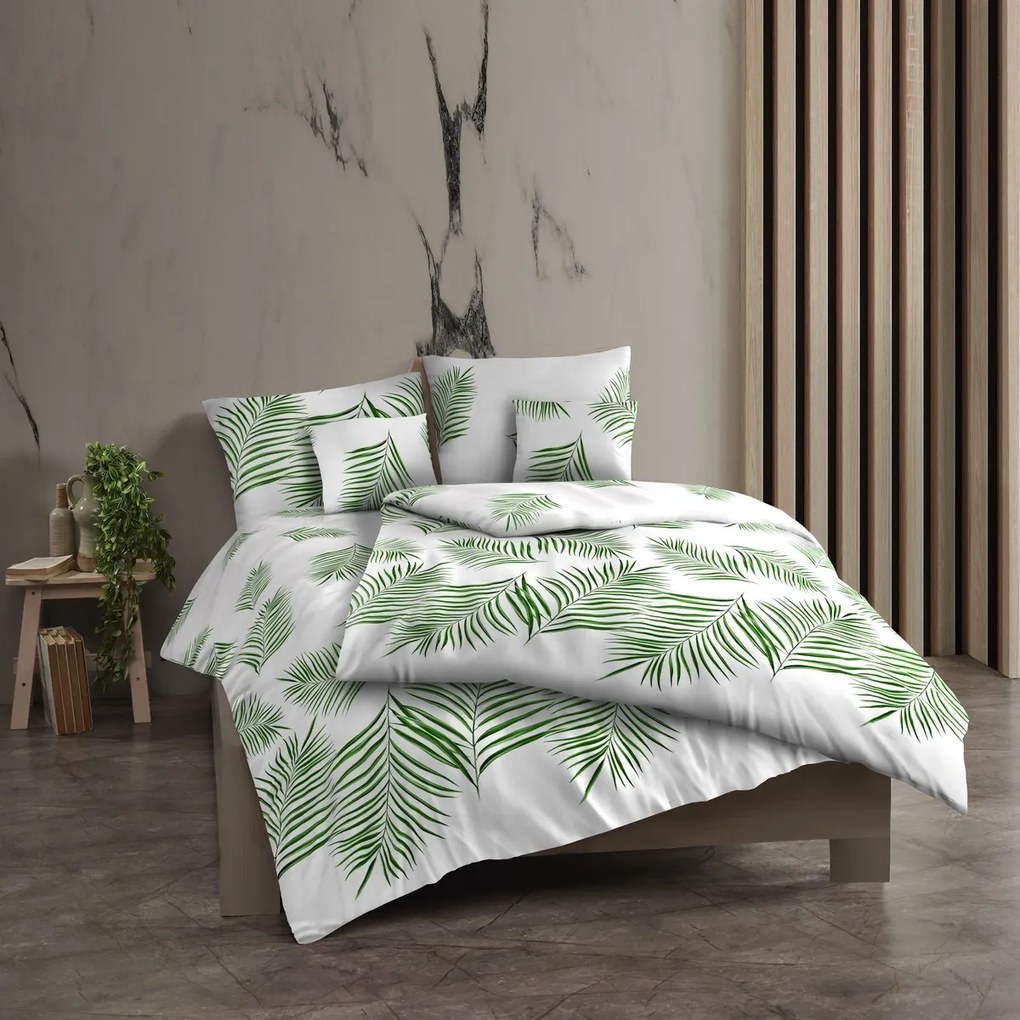 Kvalitex Bawełniana pościel Tropical biała, 220 x200 cm, 2x 70 x 90 cm, 220 x 200 cm, 2 szt. 70 x 90 cm