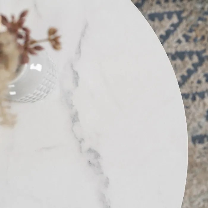 Stolik Kawowy CONNY MAX 80 cm Biały Marmur/Czarny Nowoczesny Glamour