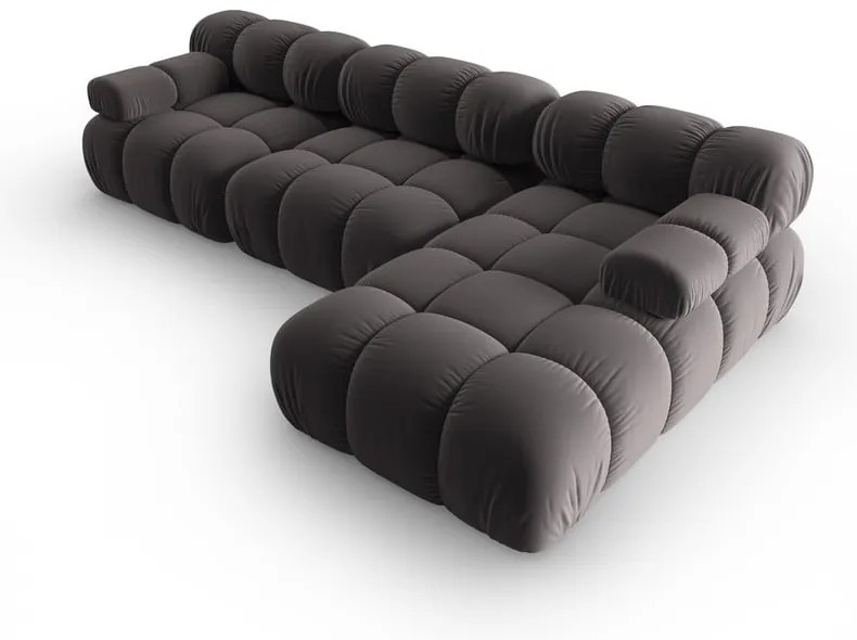Ciemnoszara aksamitna sofa 285 cm Bellis – Micadoni Home