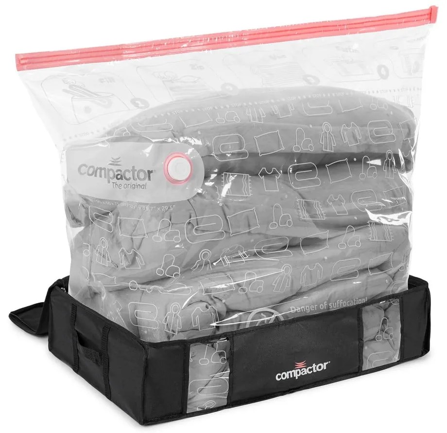 Czarny pojemnik na ubrania pod łóżko Compactor XXL Black Edition 3D, 145 l