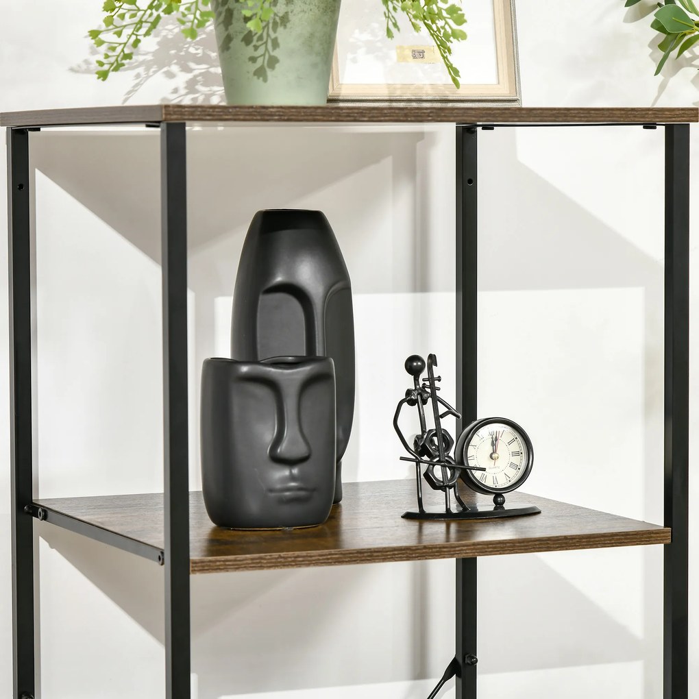 HOMCOM Regał z szufladami, otwarta przestrzeń do przechowywania, stalowa rama, regulowane nóżki, 44x40x155 cm