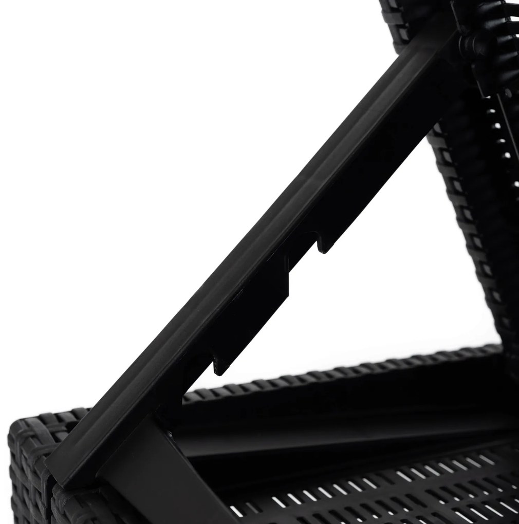 Fotel Ogrodowy Leżak LUIZJANA Technorattan Czarny/Szary