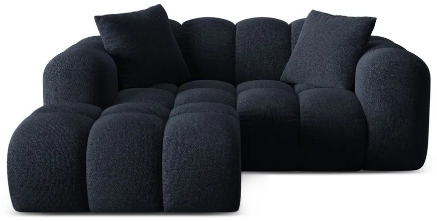 Ciemnoniebieski narożnik z tkaniny szenilowej (lewostronny/z szezlongiem) Treno – Cosmopolitan Design