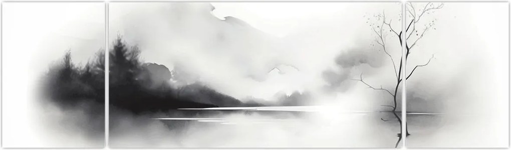 Obraz - Malowany tuszem krajobraz (170x50 cm)
