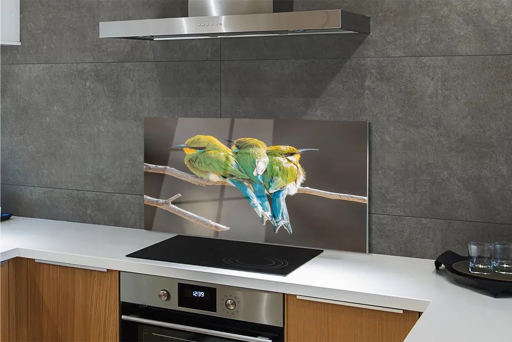 Szkło do Kuchni na Ścianę Ptasie Zgromadzenie na Drzewie