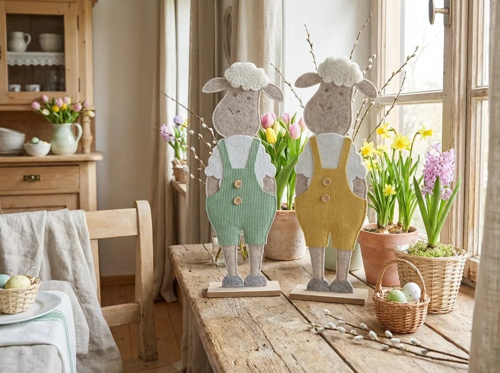 Wielkanocna dekoracja FELT LAMB 50 cm - różne kolory Kolor: Zielony