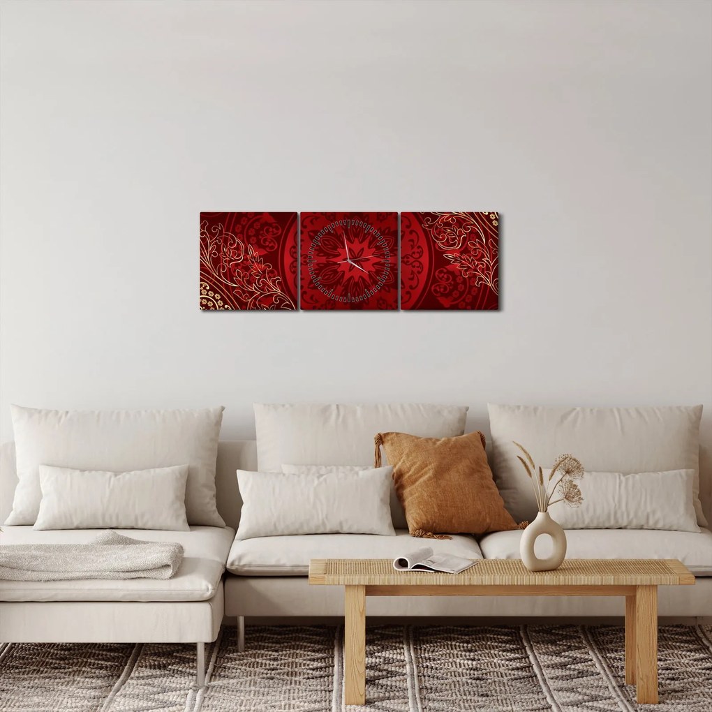 Obraz - Złote mandale (z zegarem) (90x30 cm)