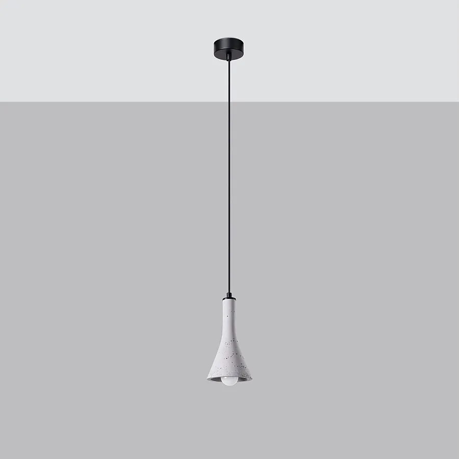 Lampy wiszące nowoczesny Lum, beton - 1 źródło światła 4000K - L.12 x H.125 cm - szary