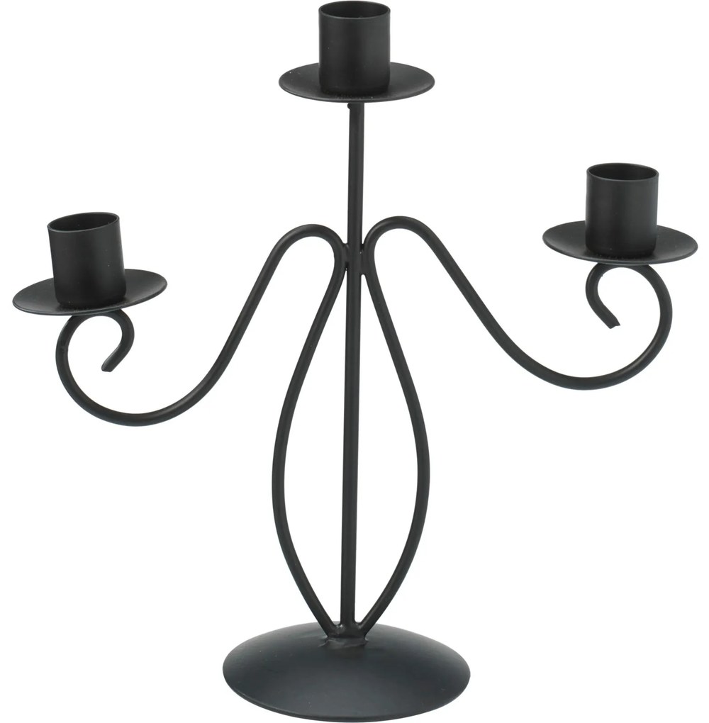 Świecznik trójramienny, metal, 22 cm