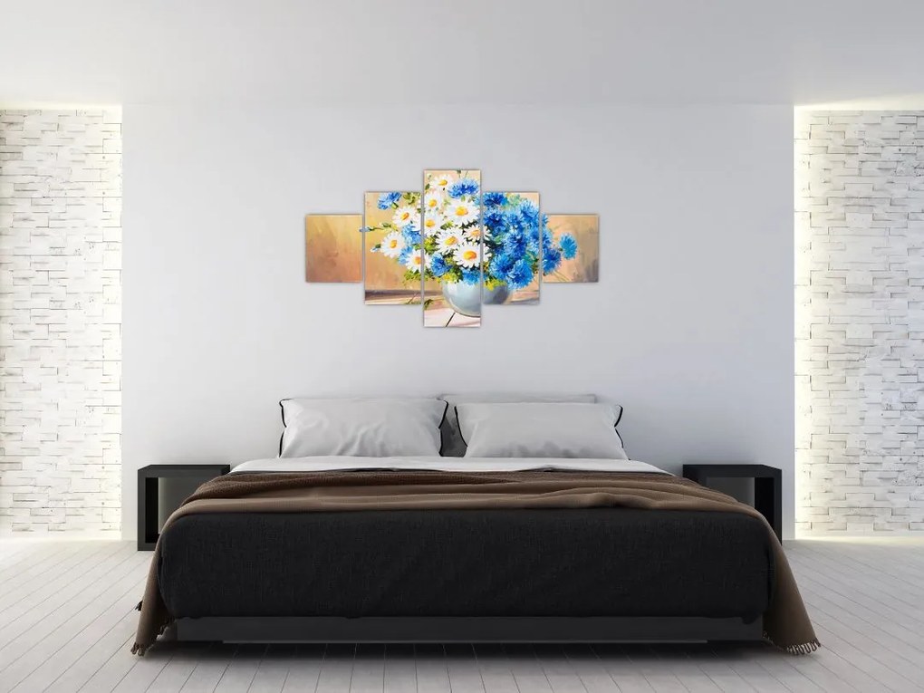 Malowany obraz wazonu z kwiatami (125x70 cm)