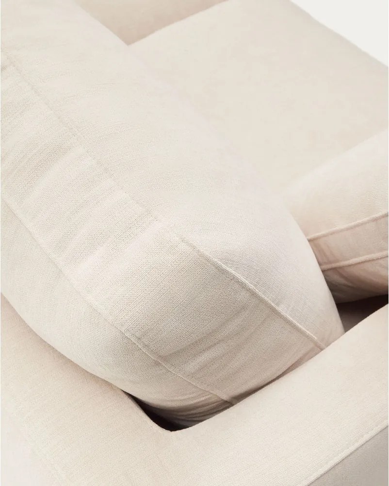 Beżowy narożnik z tkaniny szenilowej (prawostronny/z szezlongiem) Gala – Kave Home