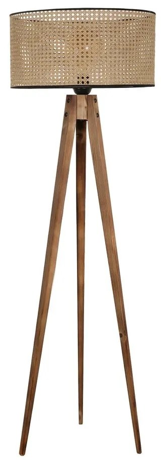 Brązowa lampa stojąca z tekstylnym kloszem (wysokość 153 cm) Tripod – Opviq lights