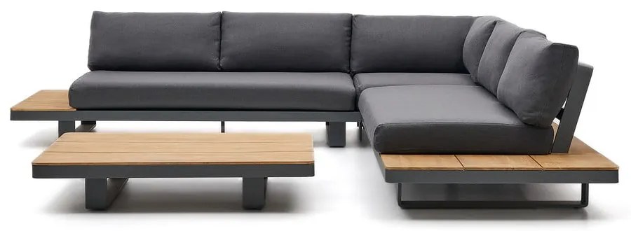 Ciemnoszary/w naturalnym kolorze aluminiowy zestaw mebli ogrodowych dla 5 osób Tosqueta – Kave Home