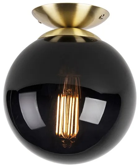 Lampa sufitowa art deco mosiądz z czarnym szkłem - Pallon ArtDeco Oswietlenie wewnetrzne