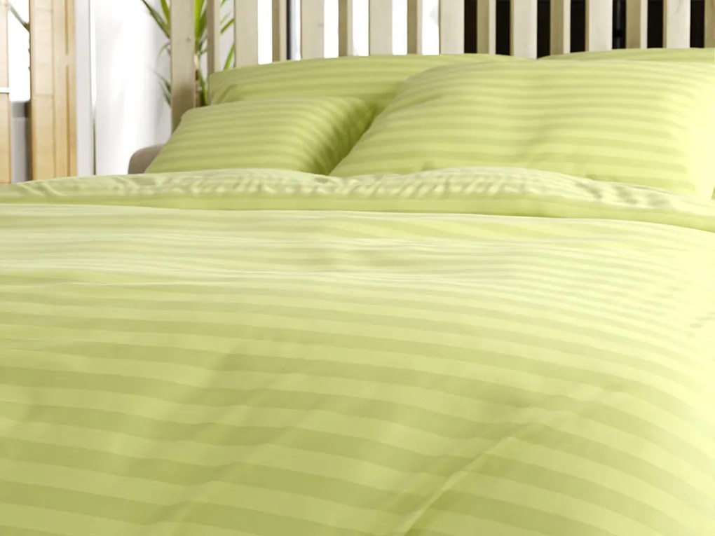 PrzytulneMieszkanie.pl PrzytulneMieszkanie.pl Pościel z mikrofibry hotelowa JASMINE pistacjowa - pasek 2 cm Rozmiar pościeli: 2 szt 70 x 90 cm | 200 x 220 cm