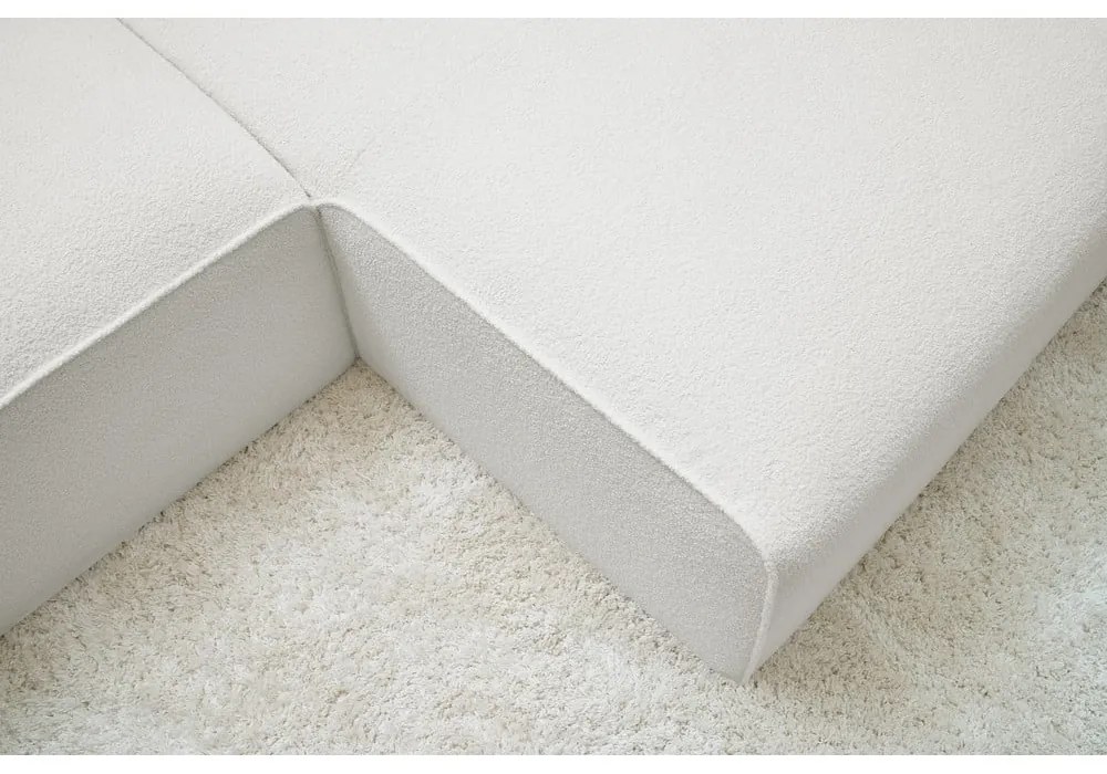 Biały narożnik modułowy z materiału bouclé (prawostronny/w kształcie litery L) Megeve – Bobochic Paris