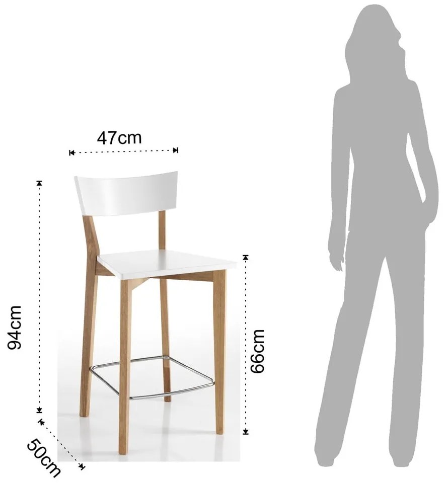 Białe/naturalne hokery zestaw 2 szt. 94 cm Kyra – Tomasucci