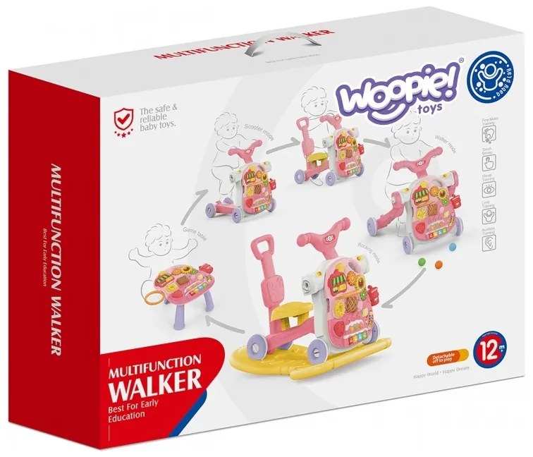 Woopie baby chodzik 5w1 multifunkcyjny różowy 1+