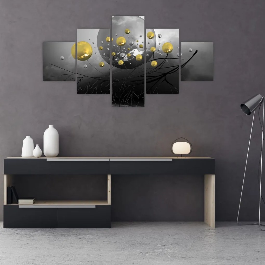 Obraz złotych abstrakcyjnych kul (125x70 cm)