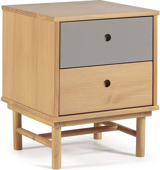 Stolik nocny Magnus z 2 szufladami, drewno lite
