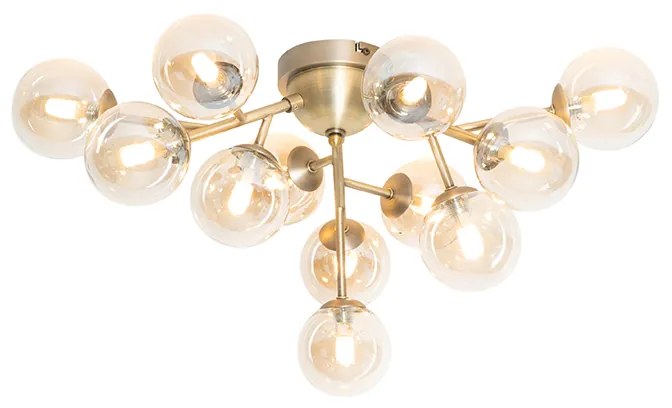 Plafon / Lampy sufitowe art deco brązowy z bursztynowym szkłem 12-świateł - Bianca ArtDeco Oswietlenie wewnetrzne
