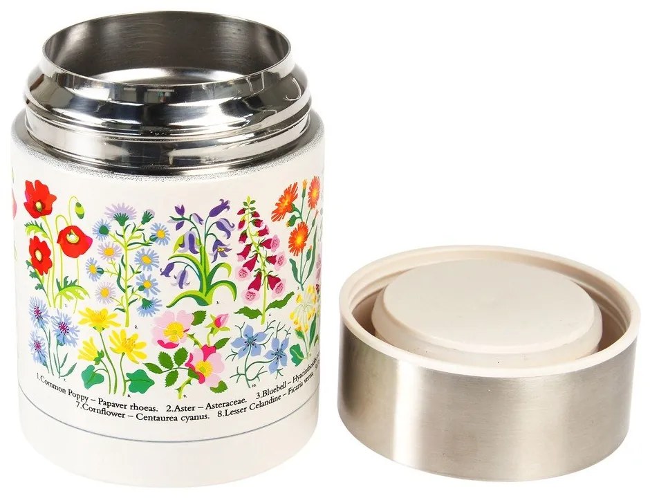 Termos na jedzenie dla dzieci w kremowo-srebrnym kolorze 450 ml Wild Flowers – Rex London