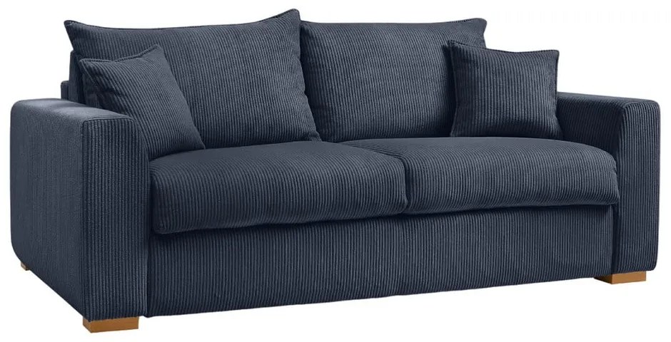 Ciemnoniebieska sztruksowa rozkładana sofa 225 cm Augustin – Bobochic Paris