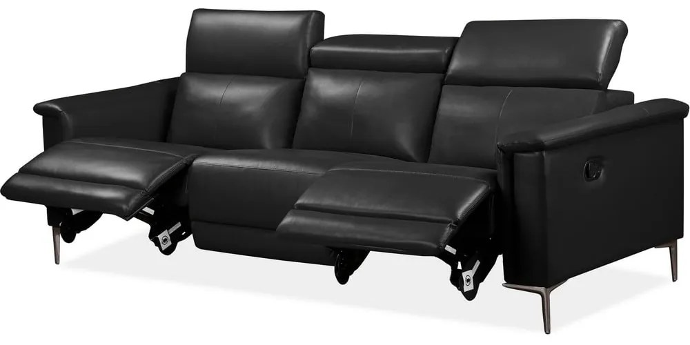 Czarna sofa z imitacji skóry 222 cm Lund – Støraa