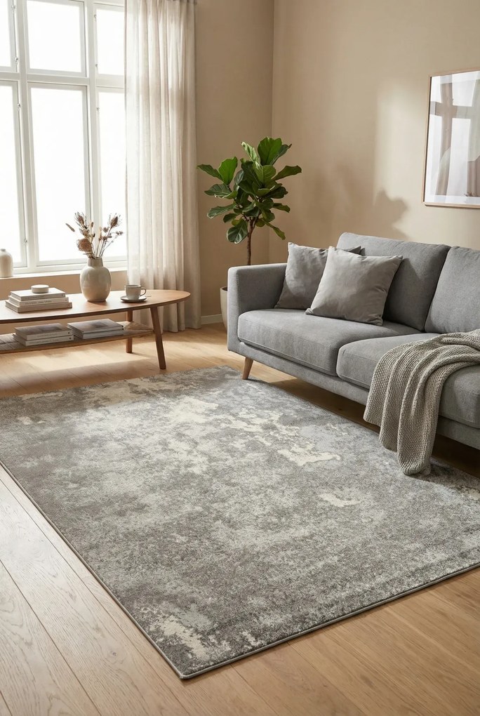 Ciemnoszary dywan nowoczesny przecierany do salonu N8-R67