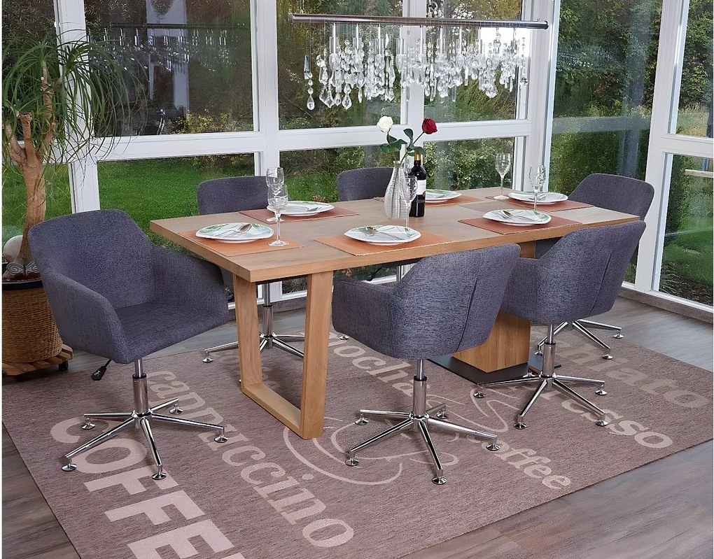 Krzesło do jadalni MCW-A74 (zestaw 6 sztuk),  tekstylny, szary