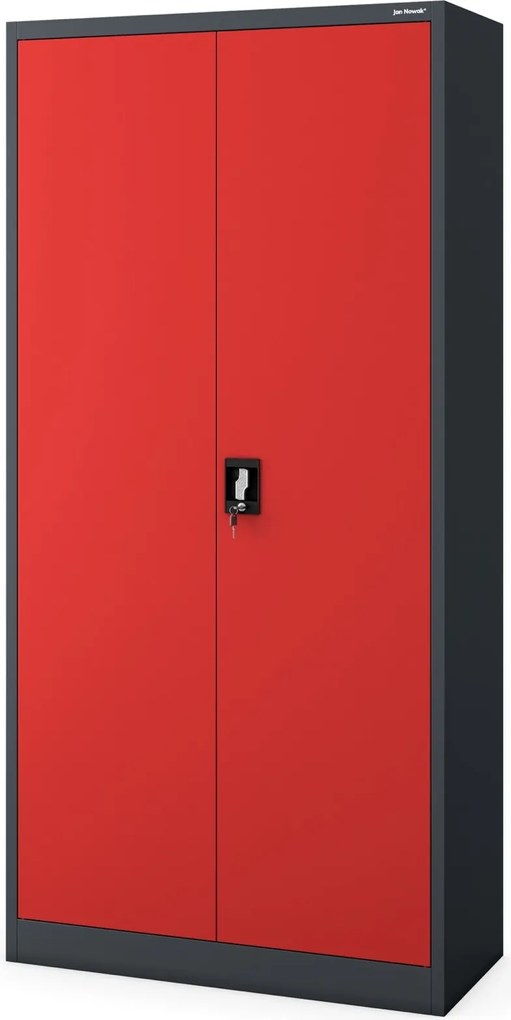 Socjalna szafa ubraniowa Dawid 90x45x185 cm, antracyt/czerwony